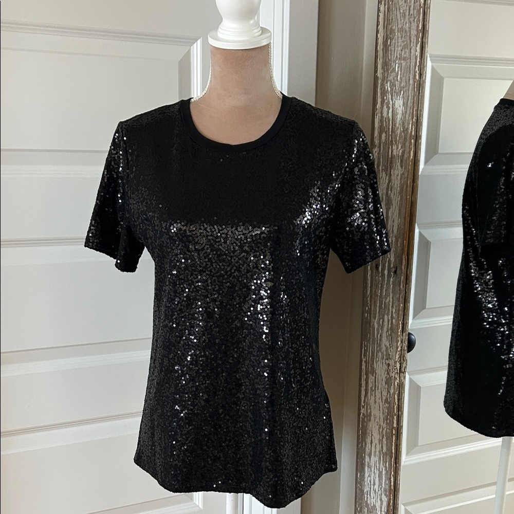 DKNY Black Sequin Top